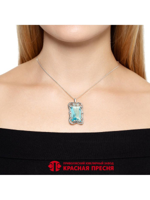 Подвеска серебро 925 пробы, покрытие - оксидирование, вставка - стекло ювелирное собственной огранки