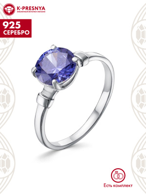 Кольцо серебро 925 пробы, покрытие - платинирование, вставка - фианит (недрагоценный камень)