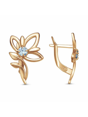 Серьги бижутерия, покрытие - золочение, вставка - фианит (недрагоценный камень)