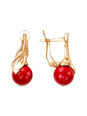 Серьги бижутерия, покрытие - золочение, вставка - имитация жемчуга