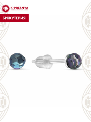 Серьги бижутерия, покрытие - серебрение, вставка - стекло ювелирное preciosa