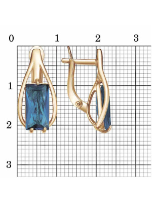 Серьги бижутерия, покрытие - золочение, вставка - стекло ювелирное собственной огранки
