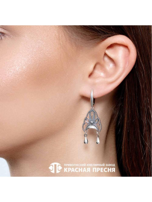 Серьги серебро 925 пробы, покрытие - оксидирование, без вставок