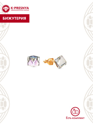 Серьги бижутерия, покрытие - золочение, вставка - ювелирное стекло европейской огранки
