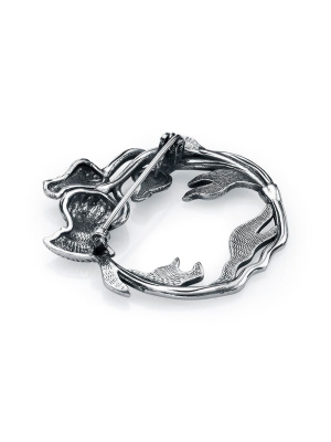 Брошь бижутерия, покрытие - серебрение с оксидированием, без вставок