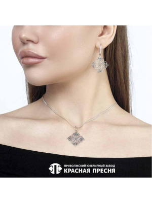 Серьги серебро 925 пробы, покрытие - оксидирование, без вставок