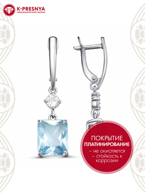 Серьги серебро 925 пробы, покрытие - платинирование