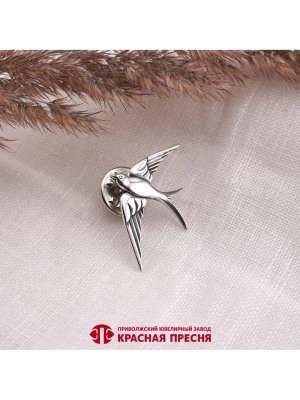 Брошь бижутерия, покрытие - серебрение с оксидированием, без вставок