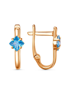 Серьги бижутерия, покрытие - золочение, вставка - фианит (недрагоценный камень)