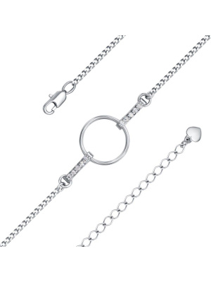 Браслет серебро 925 пробы, покрытие - родирование, вставка - фианит (недрагоценный камень)