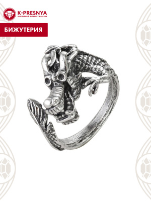 Кольцо бижутерия, покрытие - серебрение с оксидированием, без вставок