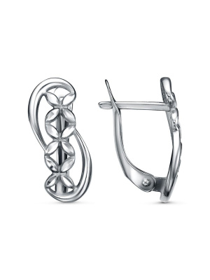 Серьги бижутерия, покрытие - серебрение с оксидированием, отделка - алмазная грань, без вставок