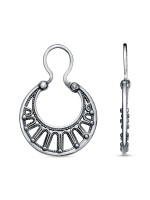 Серьги серебро 925 пробы, покрытие - оксидирование, без вставок