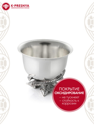 Икорница " рыбки" серебро 925 пробы, покрытие - оксидирование, без вставок