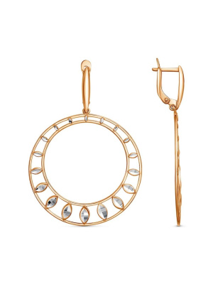 Серьги серебро 925 пробы, покрытие - золочение, отделка - алмазная грань, без вставок