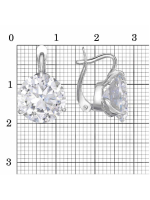 Серьги серебро 925 пробы, покрытие - родирование, вставка - фианит (недрагоценный камень)