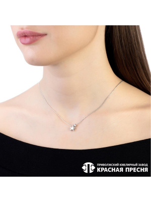 Колье серебро 925 пробы, покрытие - родирование, без вставок