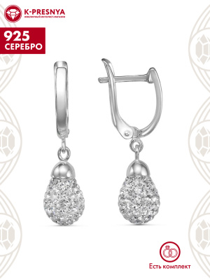 Серьги серебро 925 пробы, без покрытия, вставка - стекло ювелирное preciosa