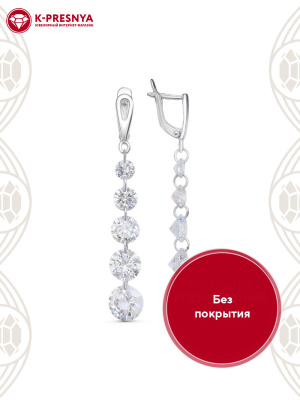 Серьги серебро 925 пробы, без покрытия, вставка - фианит (недрагоценный камень)