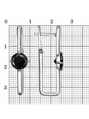 Серьги серебро 925 пробы, покрытие - платинирование, вставка - фианит (недрагоценный камень)