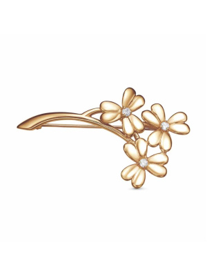 Брошь серебро 925 пробы, покрытие - золочение, вставка - фианит (недрагоценный камень)