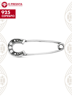 Брошь серебро 925 пробы, покрытие - оксидирование, вставка - фианит (недрагоценный камень)