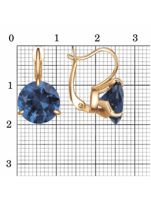 Серьги бижутерия, покрытие - золочение, вставка - искусственная шпинель