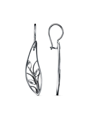 Серьги серебро 925 пробы, покрытие - оксидирование, отделка - алмазная грань, без вставок