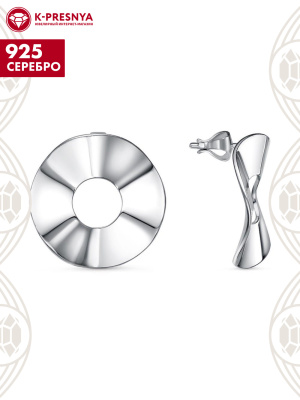 Серьги серебро 925 пробы, покрытие - платинирование, без вставок