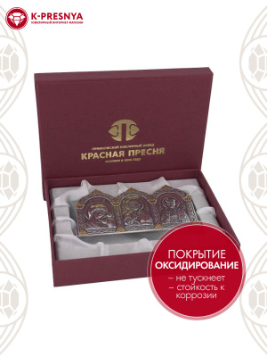Икона серебро 925 пробы, покрытие - оксидирование, выборочное золочение, без вставок