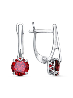 Серьги серебро 925 пробы, покрытие - родирование, вставка - фианит (недрагоценный камень)