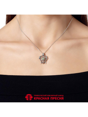 Подвеска серебро 925 пробы, покрытие - оксидирование, вставка - везувиан