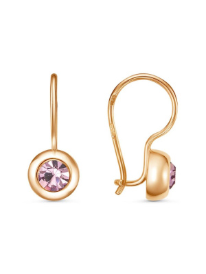 Серьги бижутерия, покрытие - золочение, вставка - стекло ювелирное preciosa