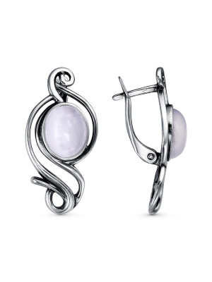 Серьги бижутерия, покрытие - серебрение с оксидированием, вставка - искусственный кошачий глаз