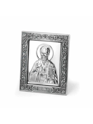 Икона "николай чудотворец" серебро 925 пробы, покрытие - оксидирование, без вставок