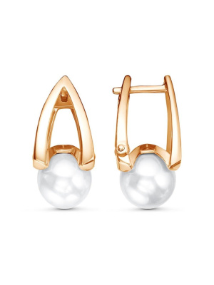 Серьги бижутерия, покрытие - золочение, вставка - имитация жемчуга