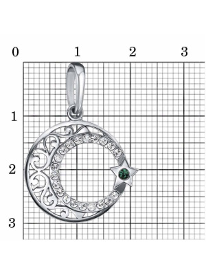 Подвеска бижутерия, покрытие - серебрение с оксидированием, вставка - стекло ювелирное preciosa