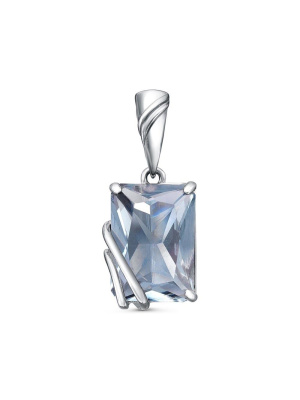 Подвеска серебро 925 пробы, покрытие - оксидирование, вставка - искусственный дымчатый кварц