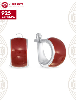 Серьги серебро 925 пробы, покрытие - родирование, отделка - эмаль, без вставок