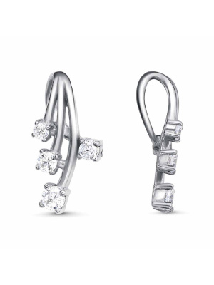 Подвеска бижутерия, покрытие - платинирование, вставка - фианит (недрагоценный камень)