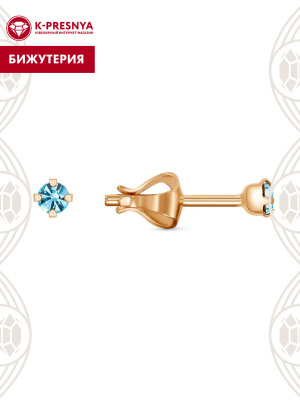 Серьги бижутерия, покрытие - золочение, вставка - стекло ювелирное preciosa