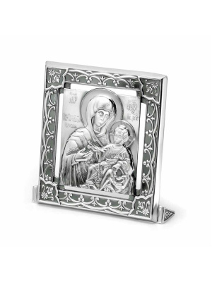 Икона "иверская" серебро 925 пробы, покрытие - оксидирование, без вставок