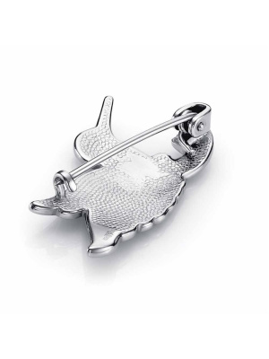 Брошь серебро 925 пробы, покрытие - платинирование, отделка - эмаль, без вставок