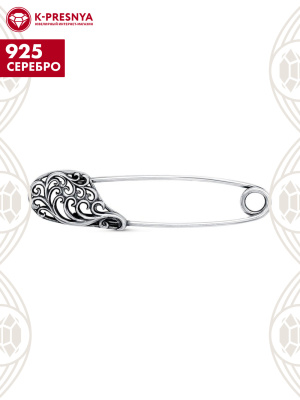 Брошь серебро 925 пробы, покрытие - оксидирование, без вставок