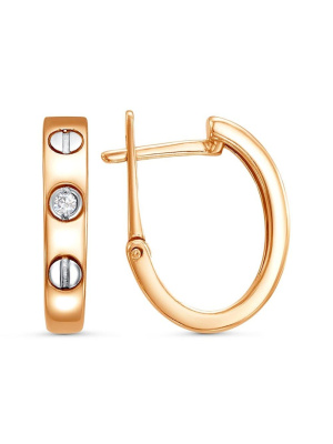 Серьги серебро 925 пробы, покрытие - золочение, выборочное родирование, вставка - фианит (недрагоценный камень)