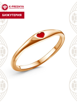Кольцо бижутерия, покрытие - золочение, отделка - эмаль, без вставок