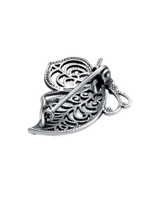 Брошь серебро 925 пробы, покрытие - оксидирование, без вставок