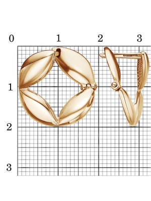 Серьги серебро 925 пробы, покрытие - золочение, без вставок