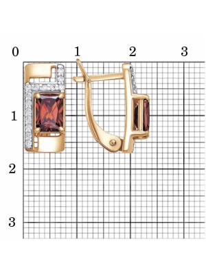 Серьги серебро 925 пробы, покрытие - золочение, выборочное родирование, вставка - фианит (недрагоценный камень)
