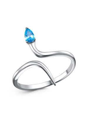 Кольцо бижутерия, покрытие - платинирование, вставка - фианит (недрагоценный камень)